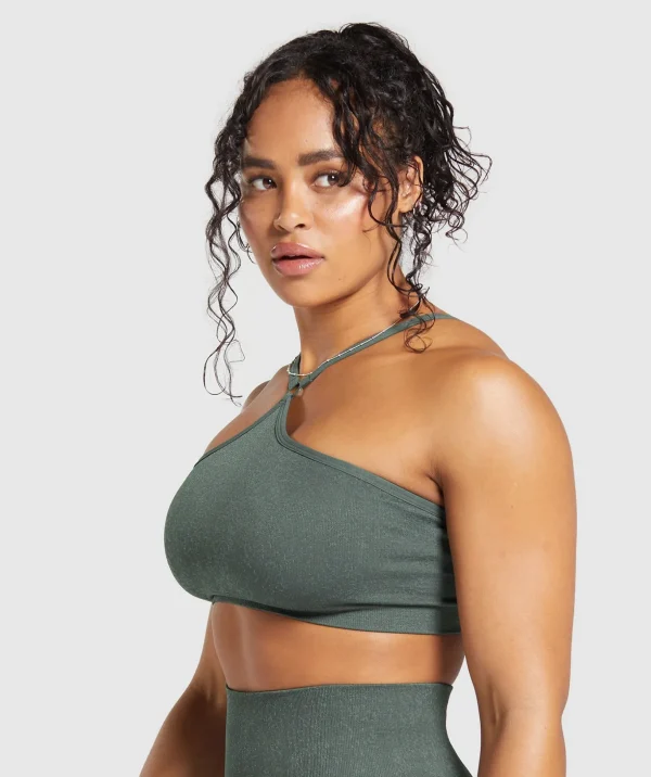 Adapt Fleck Seamless Halterneck Bralette- Slate Teal/Cargo Teal