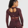Check Seamless Washed Long Sleeve Top