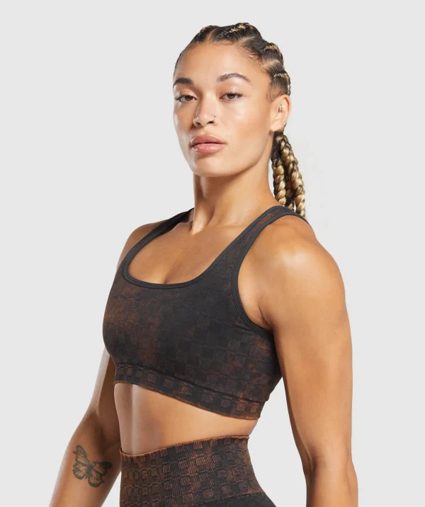 Check Seamless Washed Sports Bra