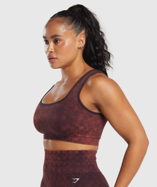 Check Seamless Washed Sports Bra