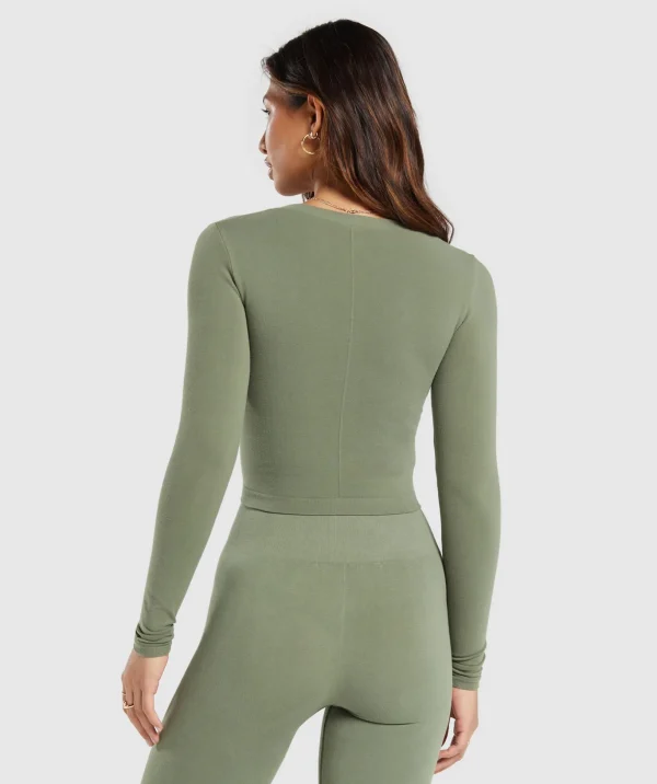 Cotton Seamless Long Sleeve Midi Top