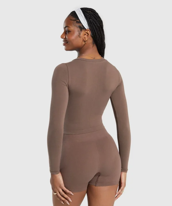 Cotton Seamless Long Sleeve Midi Top
