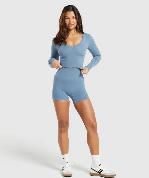 Cotton Seamless Long Sleeve Midi Top