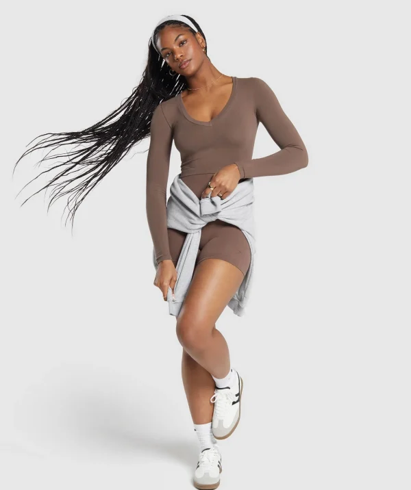 Cotton Seamless Long Sleeve Midi Top