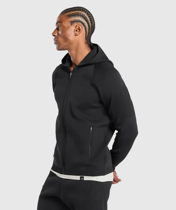 Flat Knit Zip Up Hoodie