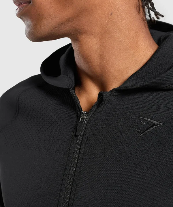 Flat Knit Zip Up Hoodie