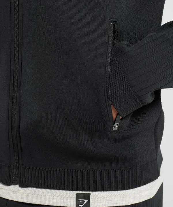 Flat Knit Zip Up Hoodie