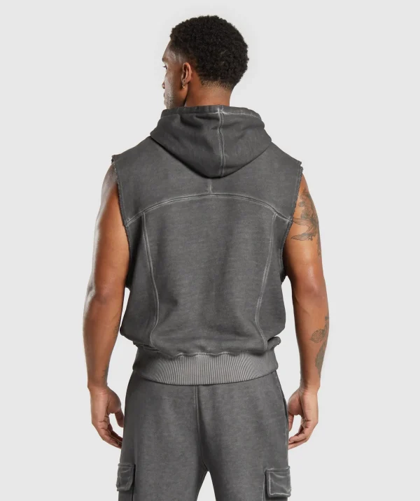 Heavyweight Washed Cut Off Hoodie