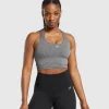 Marl Racer Crop Tank With Shelf