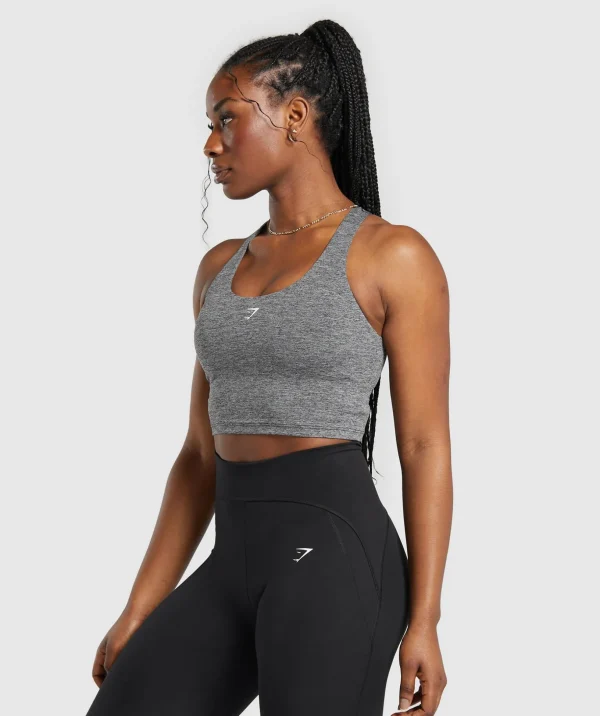 Marl Racer Crop Tank With Shelf