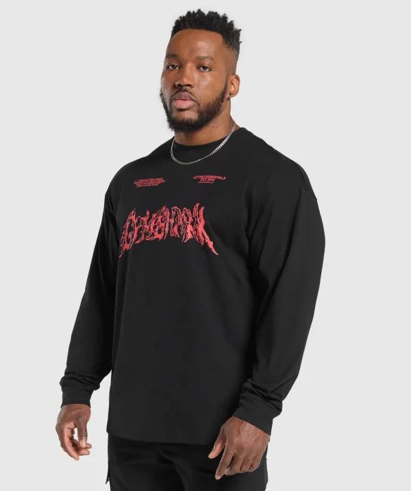 Metal Lifting Graphic Long Sleeve T-Shirt