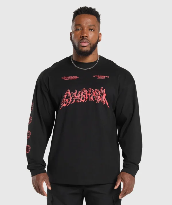 Metal Lifting Graphic Long Sleeve T-Shirt