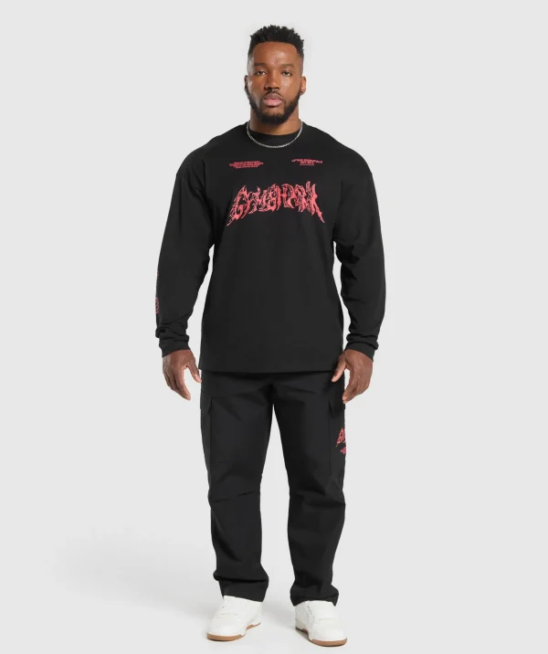 Metal Lifting Graphic Long Sleeve T-Shirt