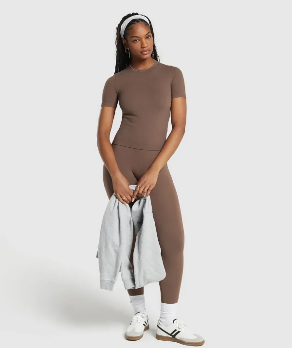 Ribbed Cotton Seamless T-Shirt