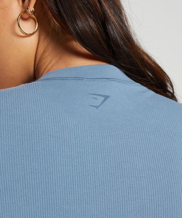 Ribbed Cotton Seamless T-Shirt