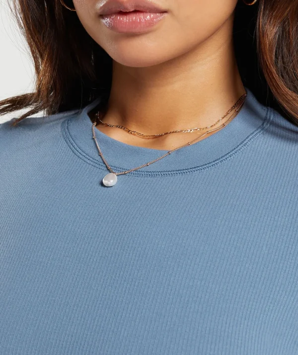 Ribbed Cotton Seamless T-Shirt