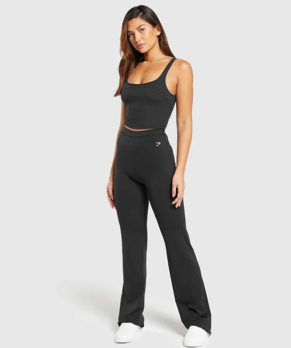 Scoop Back Crop Tank- Black