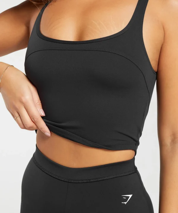Scoop Back Crop Tank- Black